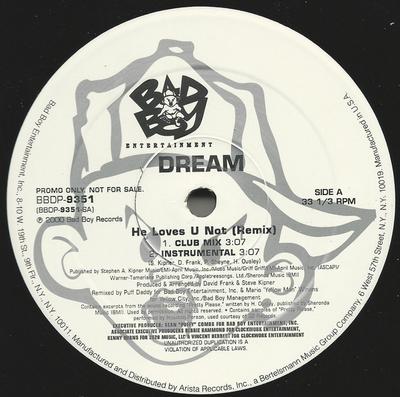 12-дюймовая пластинка DREAM - Он любит тебя, а не (Ремикс) BBDP9351PROMO Bad Boy Enterta 2000 US Rap & Hip-Hop/R&B Б/у