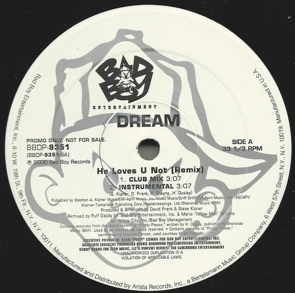 12-дюймовая пластинка DREAM - Он любит тебя, а не (Ремикс) BBDP9351PROMO Bad Boy Enterta 2000 US Rap & Hip-Hop/R&B Б/у