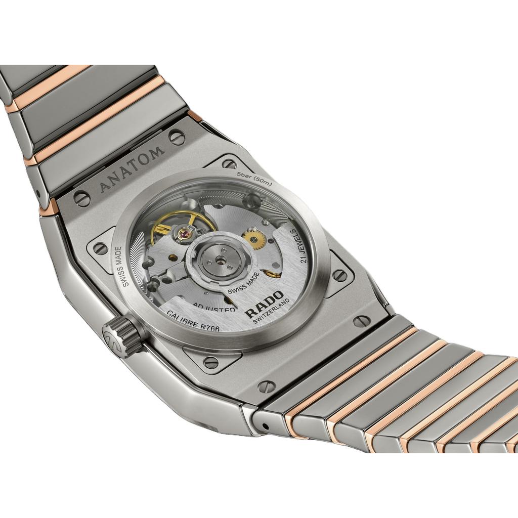 RADO радар Автоматический механический механизм серии Anatom водонепроницаемость 50 метров унисекс Корпус с PVD-покрытием Керамика Нержавеющая сталь Ремешок с PVD-покрытием R10203102