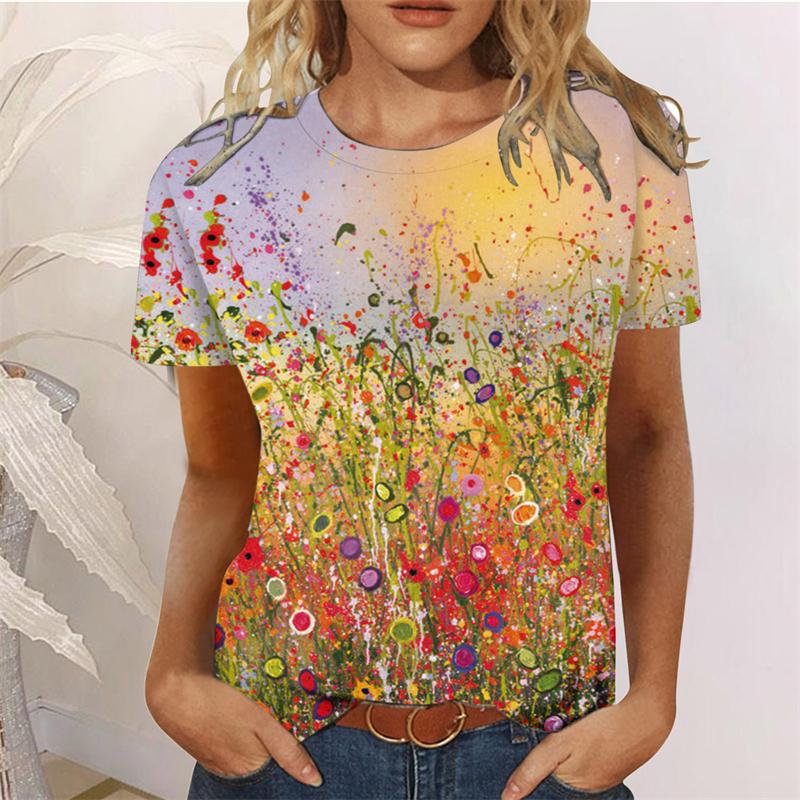 Sunflower Women's T-shirt O-neck Short Sleeve Printing Female Clothes Fashion Street T Shirt Girls Summer Casual Top Tees