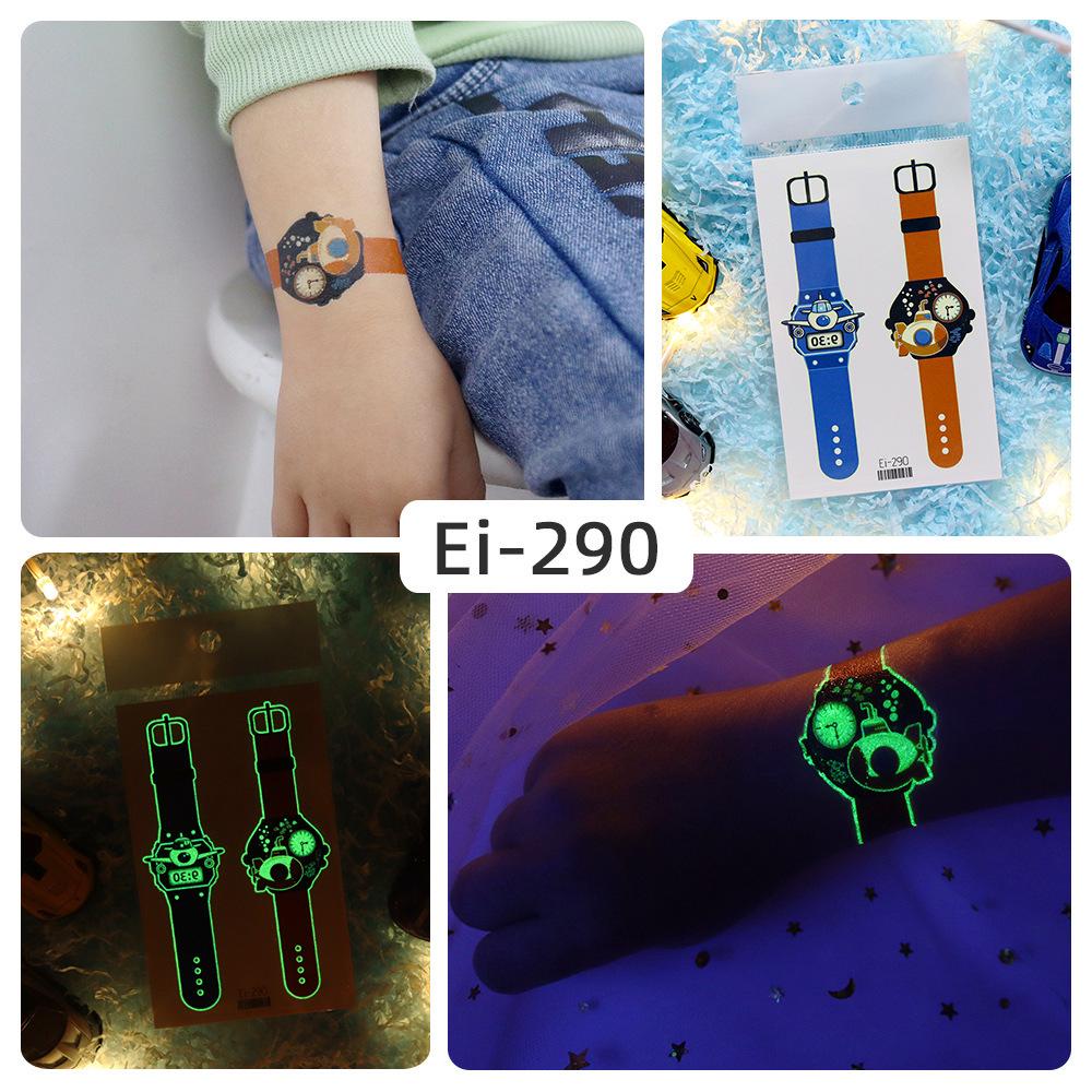 Rikalong Waterproof Luminous Cartoon Tattoo Stickers for Kids - Glow-in-the-Dark Watch Design