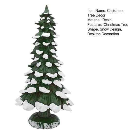 15/20/25CM Mini Christmas Tree Ornament Miniature Snow Xmas Tree Resin Statue Figurine Home Office Holiday Party Decoration
