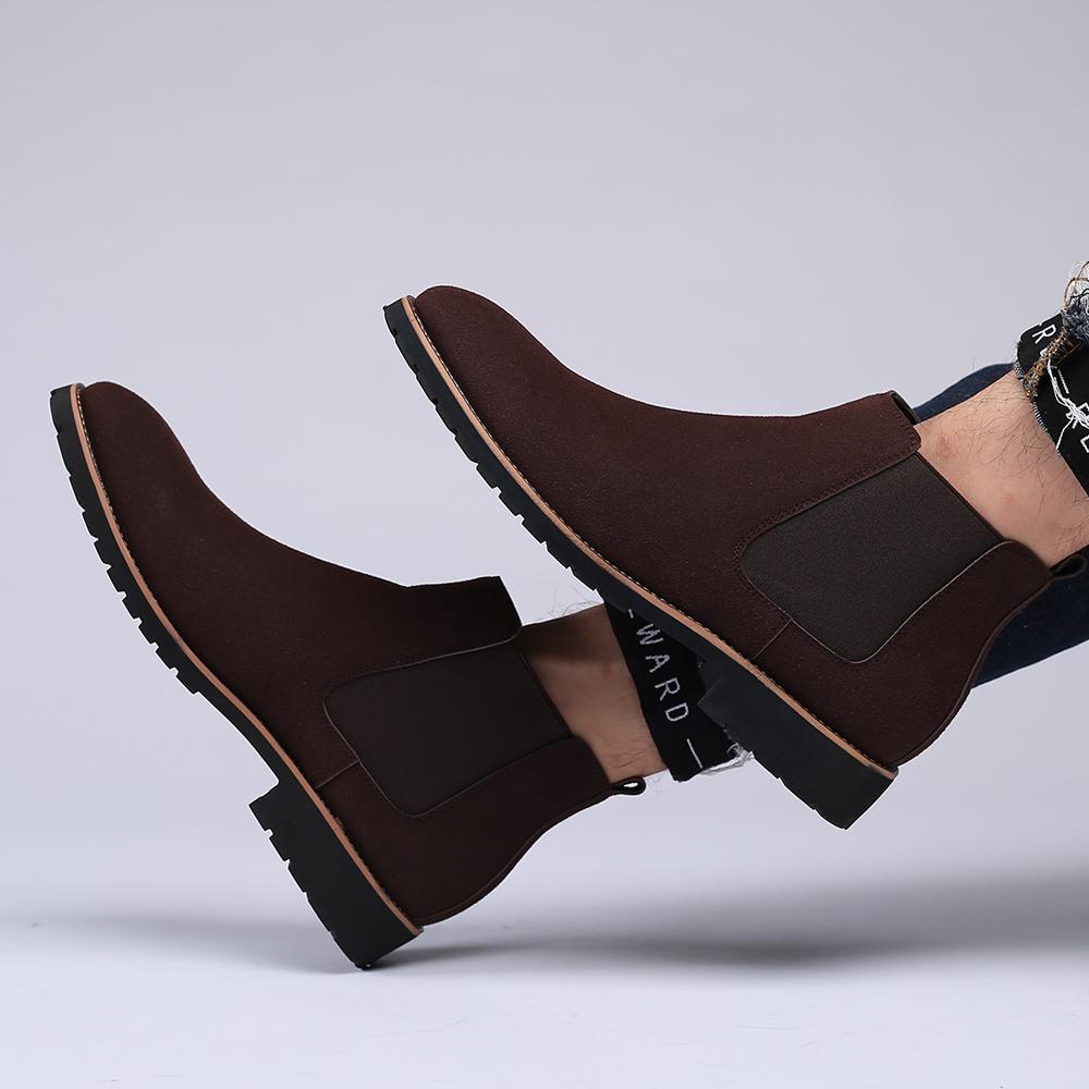 Высококачественные мужские классические британские туфли «Челси» из коровьей замши, мужские новые удобные короткие ботинки из натуральной кожи с высоким верхом для мужчин