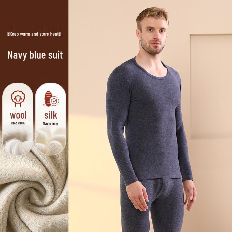 Men's Thermal Cashmere Silk Velvet Half-Turtleneck Suit for Winter Warmth