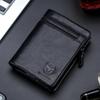 BULLCAPTAIN Короткий кошелек на молнии с тройной пряжкой, мужской кошелек из коровьей кожи, кошелек для монет, сумка для денег, держатель для визитных карточек, RFID-держатель