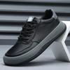 New men's shoes spring breathable casual shoes leather sports board shoes trend versatile thick-soled white shoes