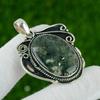 Natural Solar Moss Agate Gemstone Pendant 925 Sterling Silver Indian Jewelry