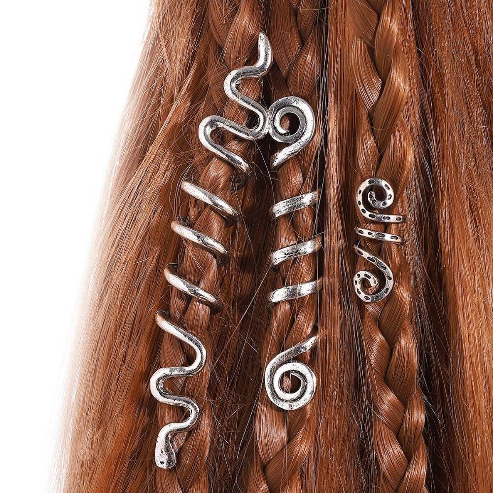 3pcs Metal Cuff Clips Viking Beads Celtic Knot Dreadlock Beads Hair Braid Rings for Women Girls