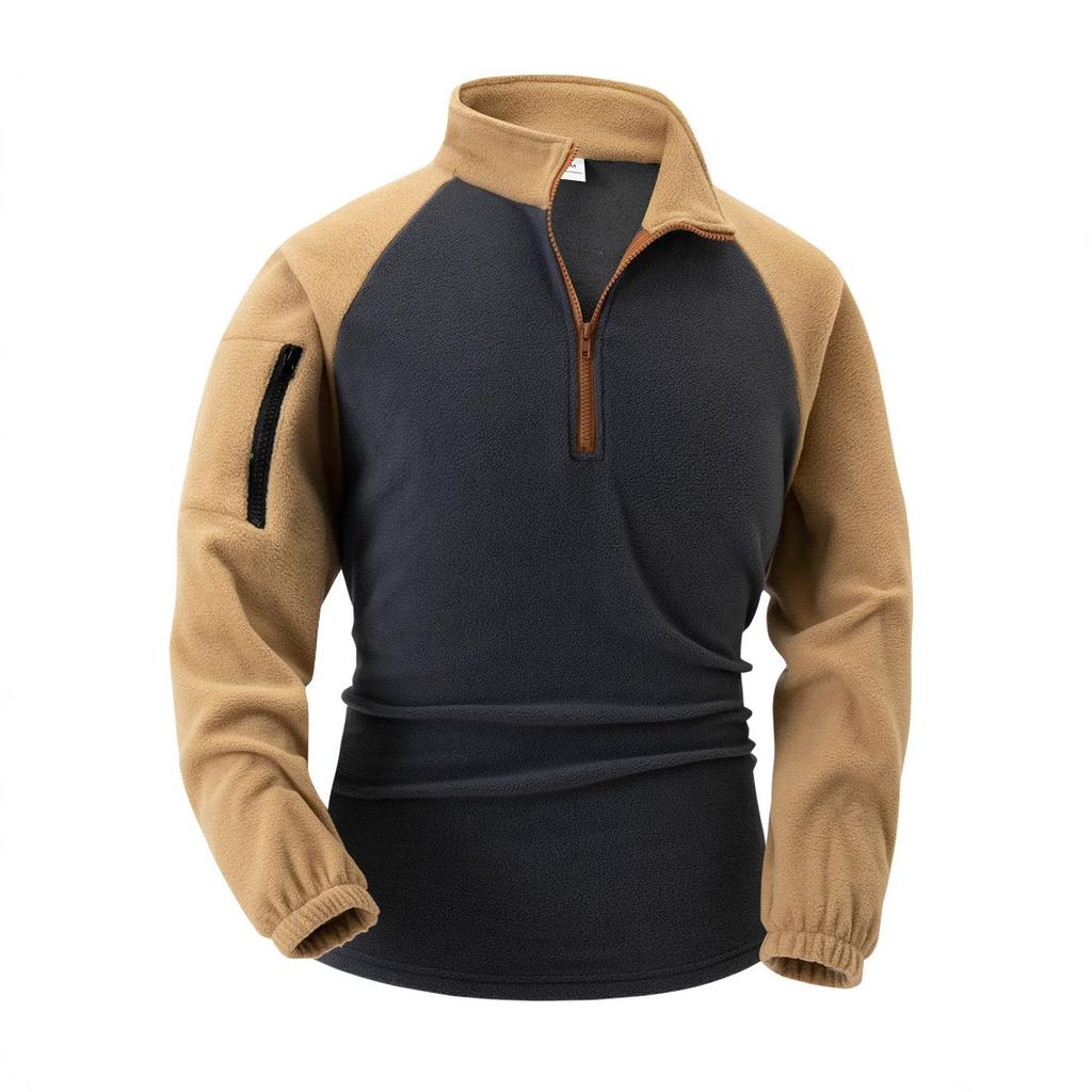 Men's Stand Collar Sweatshirts Fashion Patchwork Half Zipper Long Sleeved Sports Hoodie Pullover Sweatshirt Men
