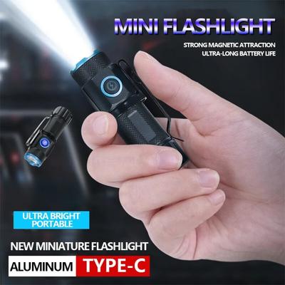 Zoom Белый луч света дальнего действия Мини-фонарик Type-C Usb перезаряжаемый портативный карманный фонарик для дома и улицы 16340 батарея