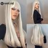 HAIRCUBE Длинные черные прямые парики из синтетических волос Парики из натуральных волос для женщин с челкой Вечерние повседневные парики из высокотемпературного волокна