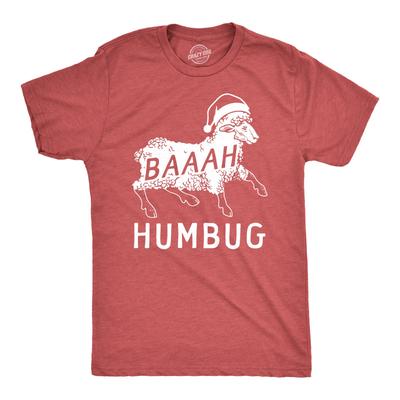 Mens Baaah Humbug T Shirt Funny Xmas Party Scrooge Sheep Tee for Guys