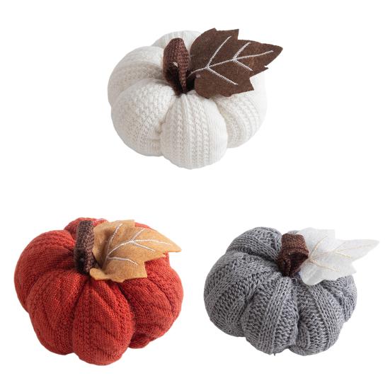 1/3Pcs Mini Knit Pumpkins Realistic Looking Faux Fall Harvest Crochet Pumpkins Thanksgiving Table Setting Small Knit Pumpkins