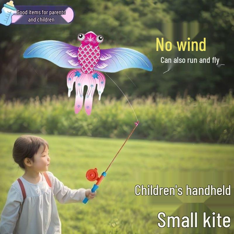 Children's Hand-Held Kite Fishing Rod - Easy-to-Fly Dynamic 26" kite for Light Breeze