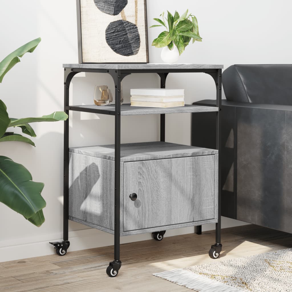 Printer Stand 3 Shelves Grey Sonoma 50x40x76 cm Engineered Wood