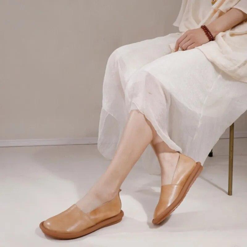 Johnature Туфли на плоской подошве в стиле ретро, ​​повседневная женская обувь на мягкой подошве с круглым носком и круглым носком, универсальная женская обувь