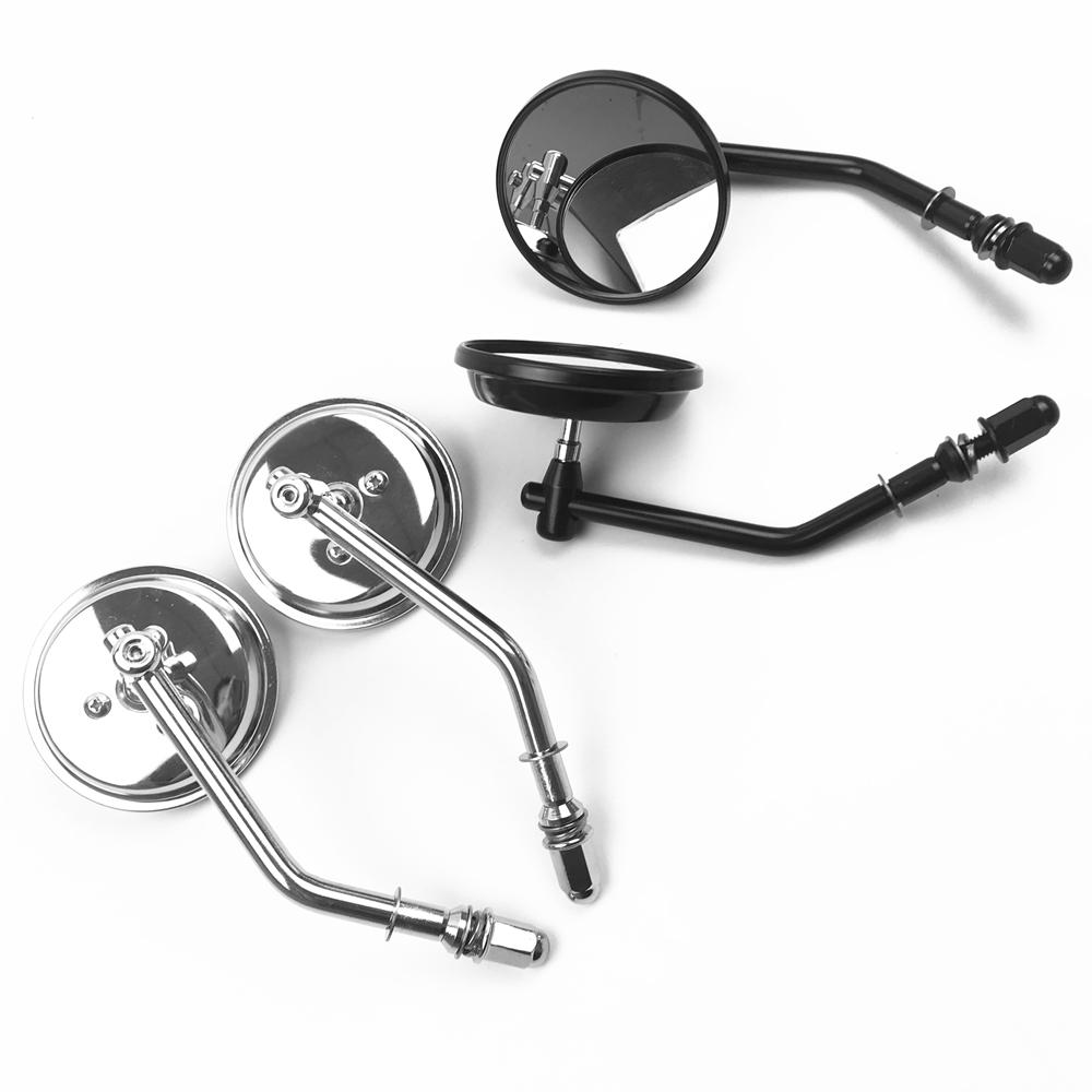 Для Harley Dyna Bobber Chopper Old School 1982-2018 черные/хромированные мотоциклетные зеркала 8 мм с коротким стержнем 3 дюйма, круглые, заднего вида