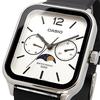 [CASIO Стандартная фаза луны Аналоговые мужские часы с фазой луны MTP-M305L-7AV серебристые ... с черным кожаным ремешком