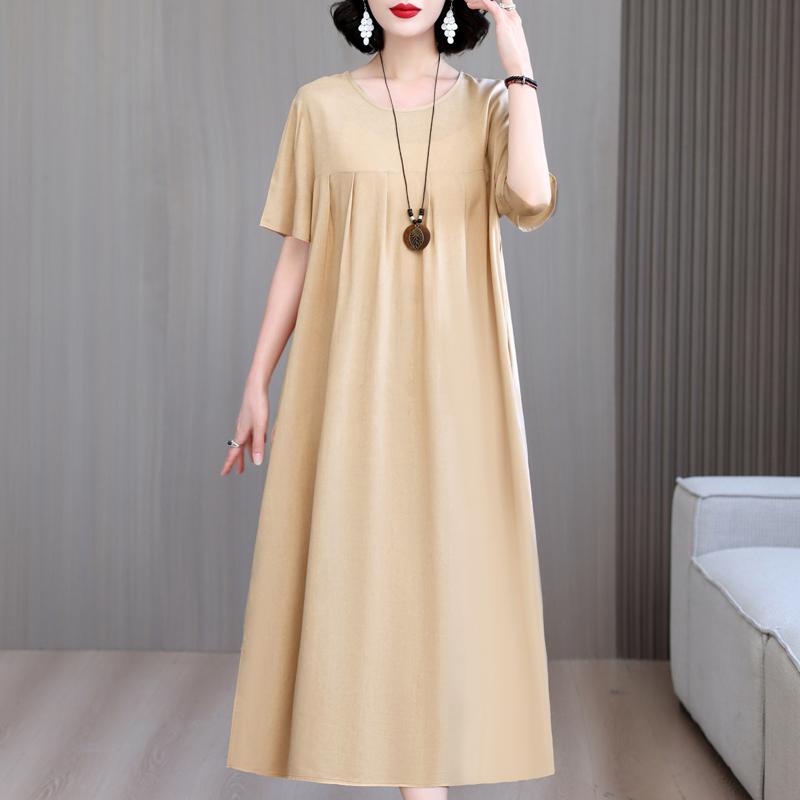 Женские свободные платья, элегантное повседневное летнее платье больших размеров с коротким рукавом, длинное платье больших размеров, женская винтажная одежда
