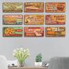 Vintage Delicious Foods Plate Metal Aluminum Sign Pizza Hot Roll Sandwich Donuts Metal Poster Home Cafe Restaurant Wall Decor