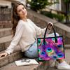 Stylish Peacock Feather Print Daily Tote Bag Ladies Casual Large Capacity Fashion Handbag For Outdoor Shopping Travel Commute