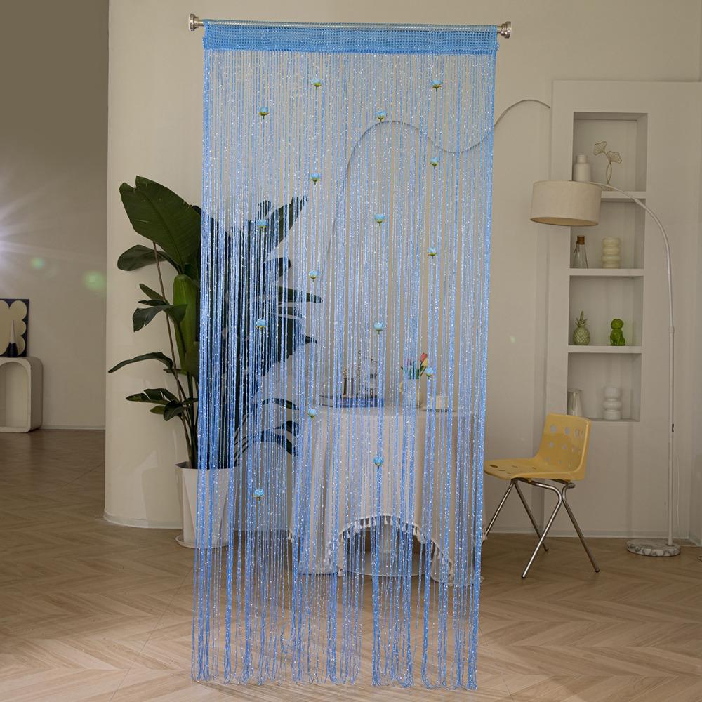 Shiny Rose Flower String Curtain Room Divider Tassel Window Curtain Door Curtain Home Decor