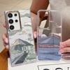 Animation Train Pattern Clear Phone Case For Samsung S24 FE S23 Ultra S22 S21 A55 A54 A34 A35 A14 Plating Lens Frame Shockproof Transparent Soft Cover