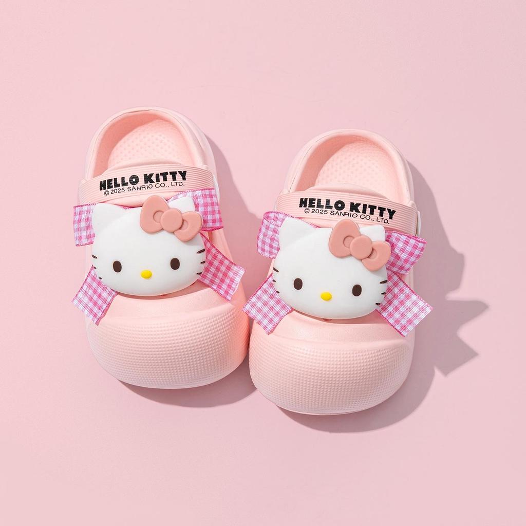 Летние тапочки для девочек Sanrio: Нескользящие клоги и сандалии с закрытым носком для использования в помещении и на улице