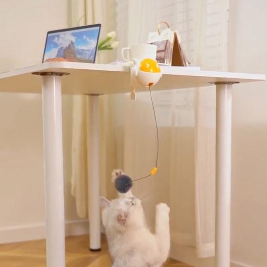 Подвесной пушистый кошачий мячик, электронный самостоятельный игровой мячик для домашних животных, автоматический подъемный меховой мячик, интерактивная игрушка-дразнилка для домашних кошек