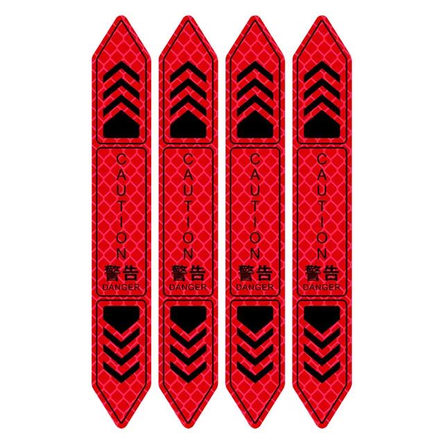 4PCS Reflective Car Door Sticker Safety Opening Warning Reflector Tape Decal Car Accessories Exterior Interior Reflector Sticker
