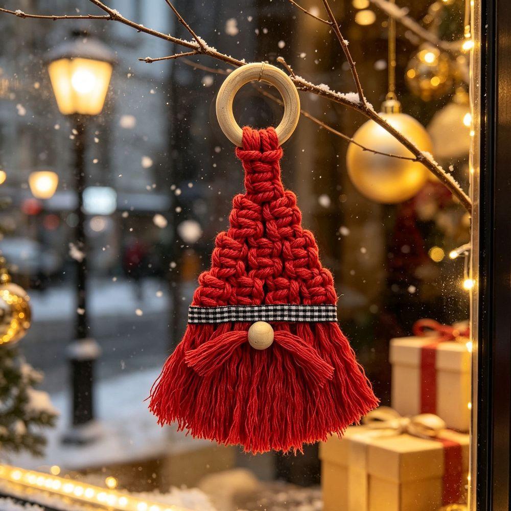 Macrame Christmas Tree Tassel Pendant Santa Christmas Pendant Festive