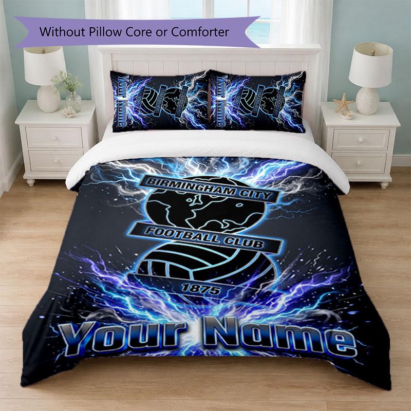 BIRMINGHAM CITY Football Custom Name Text Bedding Set 1 Duvet Cover+2 Pillowcases Soccer Logo Personalized Gift For Special Occasion Bedroom Decor