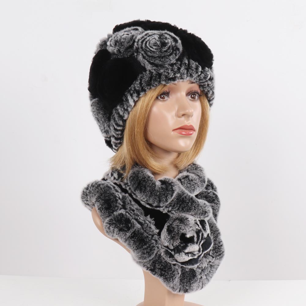 Новые женские зимние наборы шапка и шарф из натурального теплого меха кролика рекс, вязаные шапки и шарфы из натурального меха, муфта