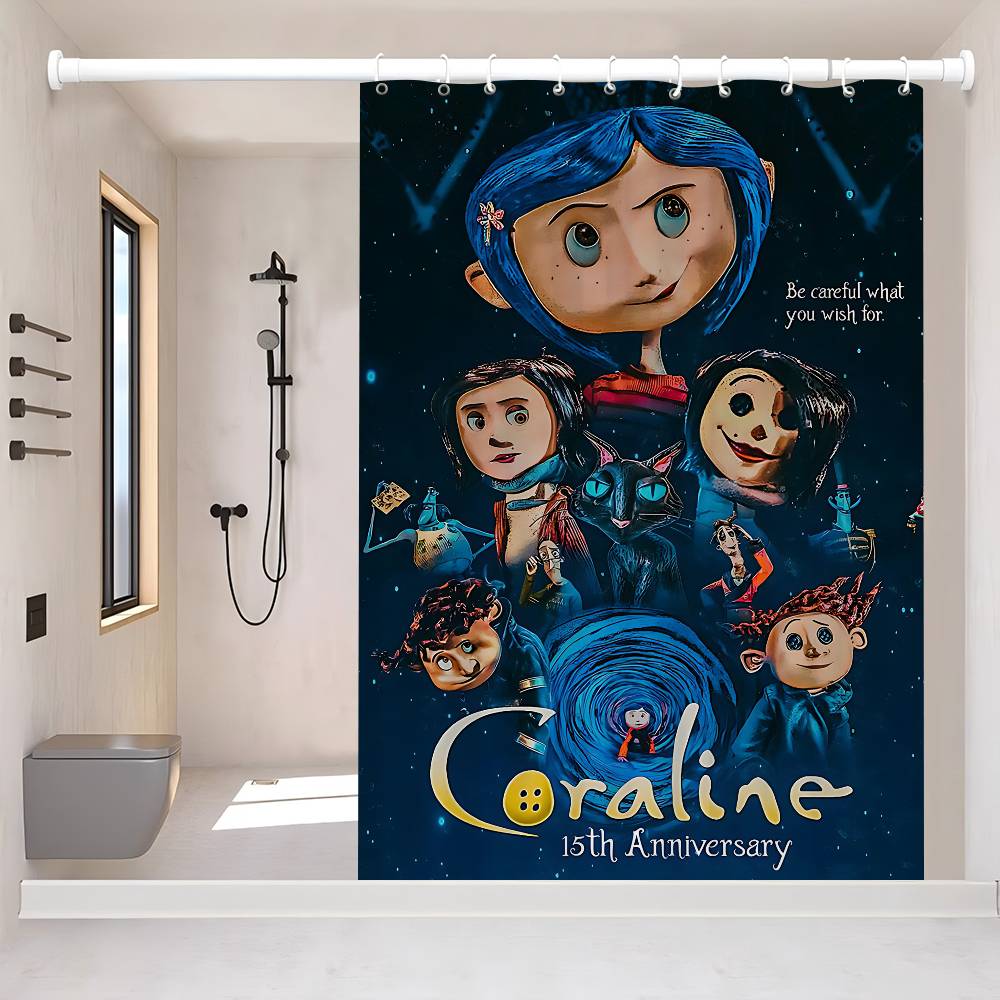 Шторка для душа из аниме-фильма «Коралина» - Водоотталкивающая и герметичная, устойчивая к плесени и грибку для