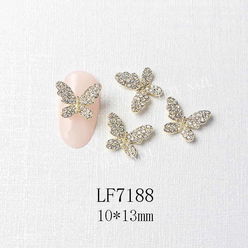 3D Metal Butterfly Nail Art Decorations with Mini Rhinestones