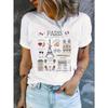 Paris Eiffel Tower Print Women's Casual T-shirt - Short Sleeve Activewear Top
