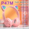 P47M TWS Wireless Headphone Bluetooth Headset Foldable Stereo LED Cat Ear Noise Cancelling Headphones For Young People Kids