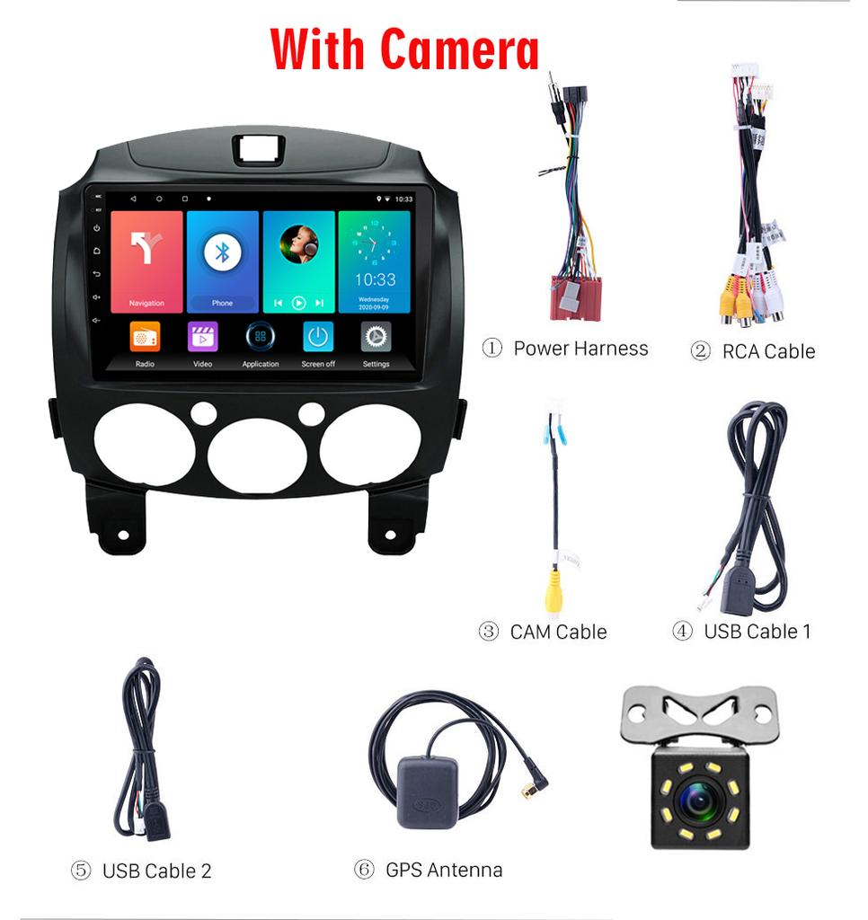 icreative Car Android Radio Multimedia Player For Mazda 2 2007 2008 2009 2010 2011 2012 2013 2014 GPS Navi 2din 2 Din Autoradio