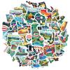 35pcs Artistic US States Stickers Colorful Landmarks Geography Stickers State Decals For Guitar DIY Skateboard Laptop Luggage