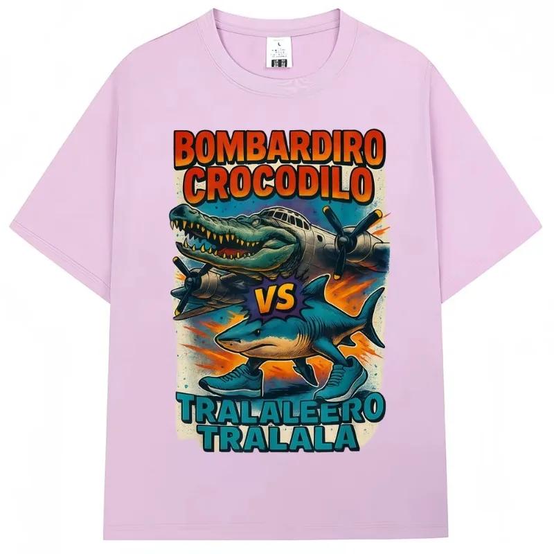 Футболка Bombardiro Crocodilo VS Tralalero Tralala Забавная Итальянский Маразм Мем Популярные Футболки Мужские Женские Свободные Хлопковые Футболки