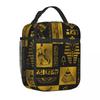 Egyptian Gold Hieroglyphs And Symbols Collage Insulated Lunch Bag High Capacity Egypt Meal Container Thermal Bag Tote Lunch Box
