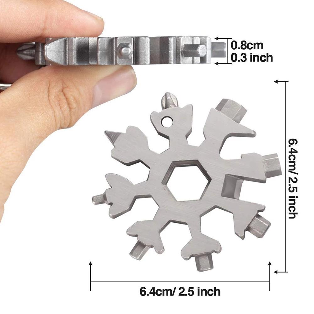 18-in-1 Stainless Snowflake Wrench Multi-Tool Popular Portable Steel Creative Outdoor Bicycle Repair Tool Open a Bottle