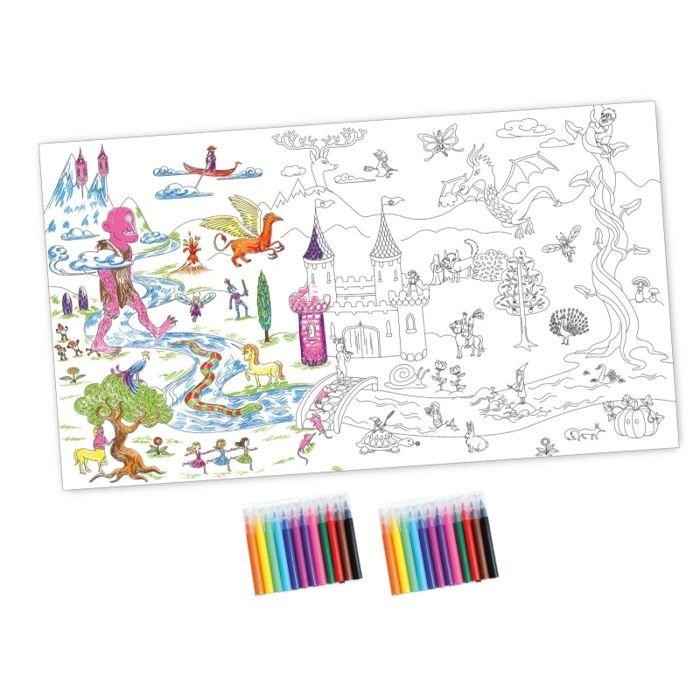 Poster géant à colorier - Magique - 105 x 59,4 cm - 24 feutres inclus - Multicolore - Pour enfants