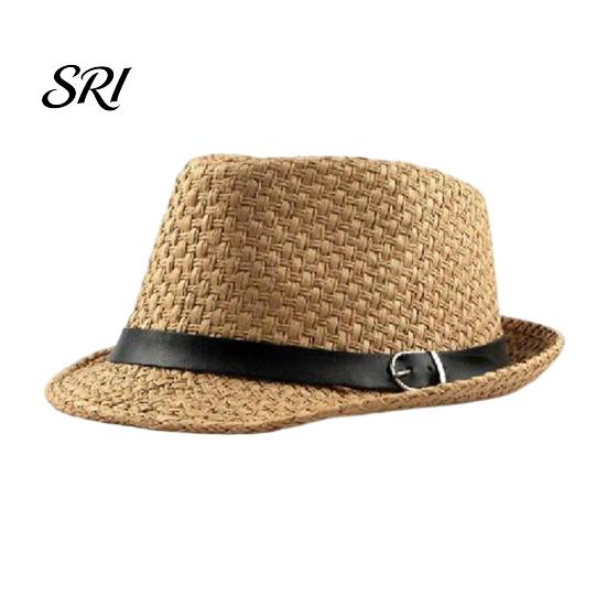 Lightweight Sun Hat Jazz Breathable Sunscreen Summer Beach with Belt Versatile Decor Protection Straw Everyday Casual Headwear
