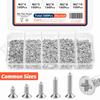 500pcs M2 Self Tapping Phillips Screws Assortment Kit 5 Sizes Alloy Steel Cross Drive Flat Head Self Drilling Wood Screws DIY
