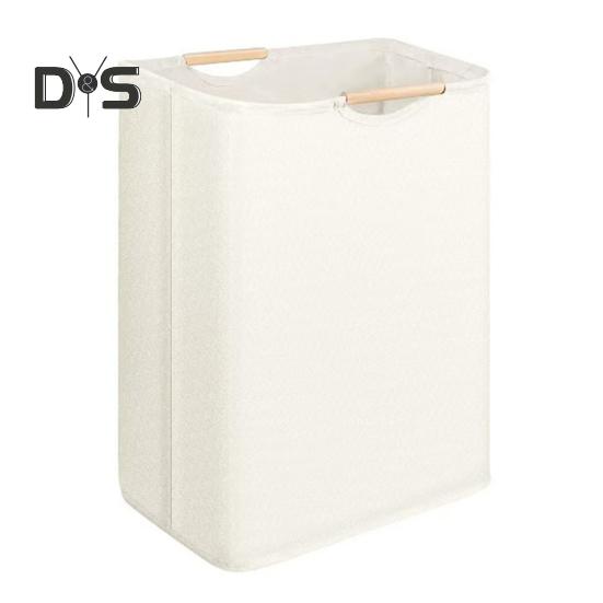 Корзина для белья с бамбуковой ручкой, складная конструкция, большая вместимость, водонепроницаемая тканевая корзина для белья