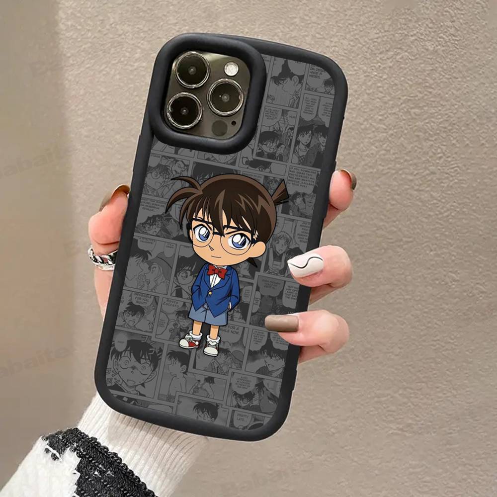 Детектив Конан МУЛЬТФИЛЬМ Для IPhone 17 Pro Max 16 15 14 13 12 11 Plus Черный Мягкий Чехол для Телефона