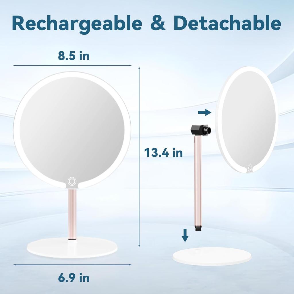 Портативное косметическое зеркало с подсветкой, сенсорным управлением, 3-уровневой яркостью, многоугольное светодиодное зеркало для макияжа и ухода