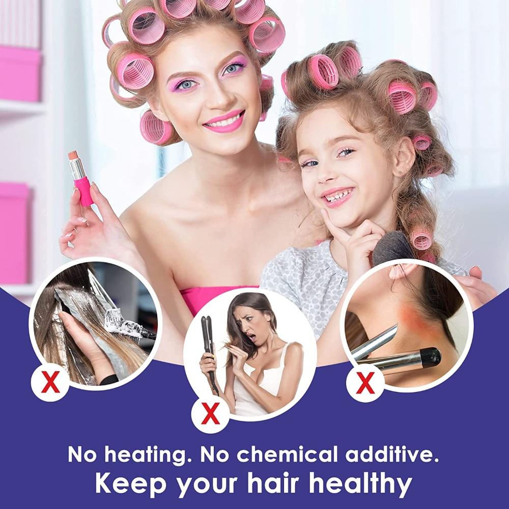 Self-Grip Hair Rollers Heatless Hair Curlers No Heat Hair Bang Volume Self-adhesive Hook & Loop DIY Styling Tool