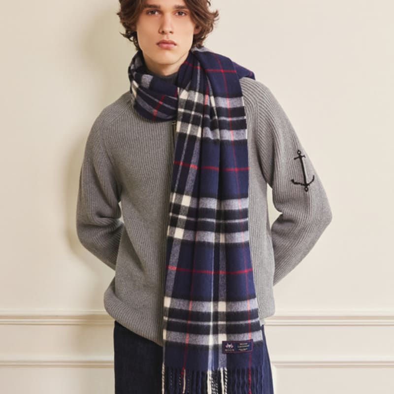 ABRAHAM MOON Шаль-шарф из мериносовой шерсти 50 см - Темно-синий Томпсон